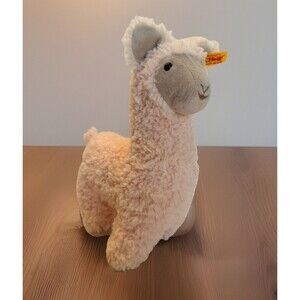 Steiff Soft Cuddly Friends LEANDRO LLAMA Pink Fur Stuffed Animal Plush 12”